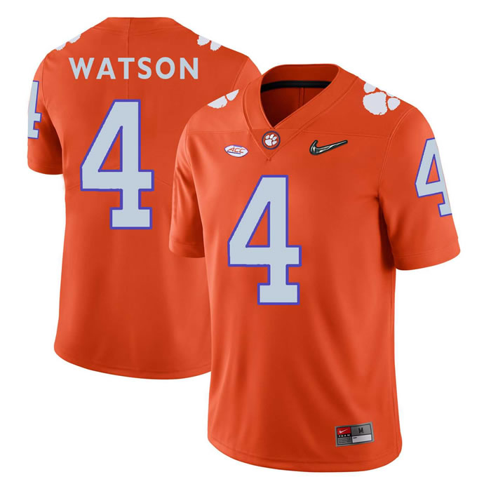 Clemson Tigers #4 DeShaun Watson Orange With Diamond Logo College Football Jersey